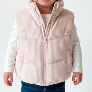 NWOT Pink Corduroy With Shine Kids Puffer Vest Size 2-3 Cozy Fall/Spring
